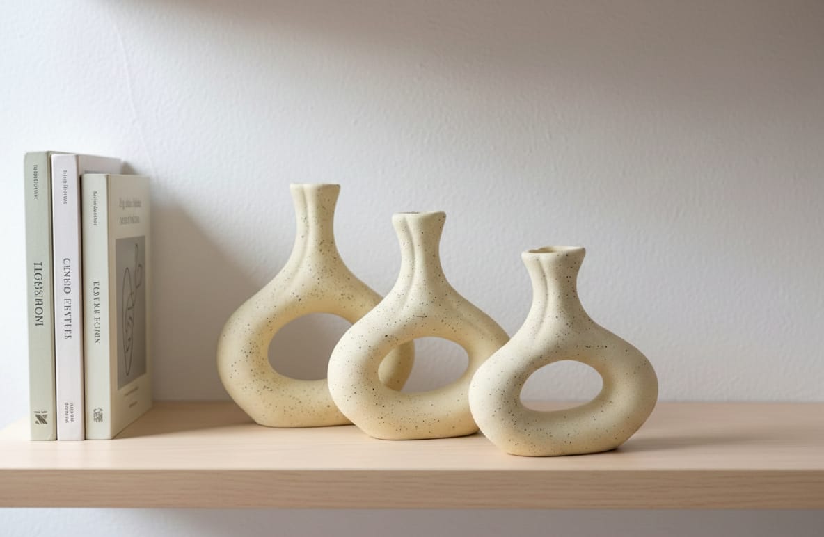 Modern Geometric Ceramic Vase Set