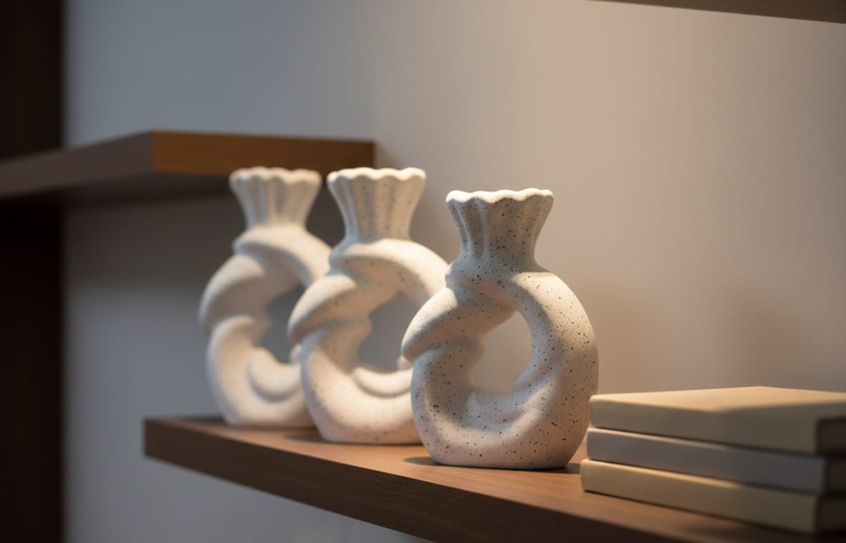 Modern Spiral Ceramic Vase Set